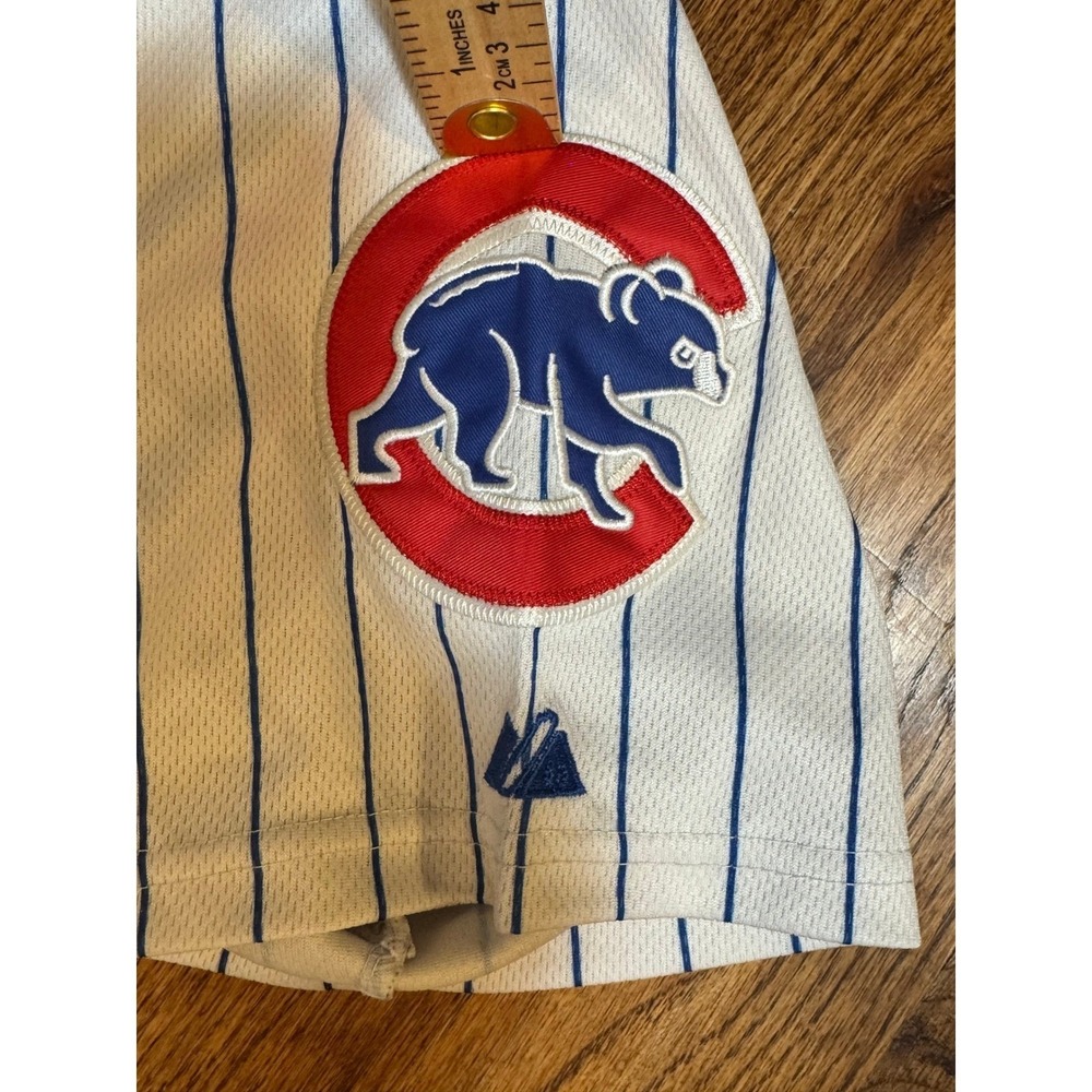 Majestic Chicago Cubs Anthony Rizzo 44 Authentic Jersey White Pinstripe Size 44 - Picture 5 of 10